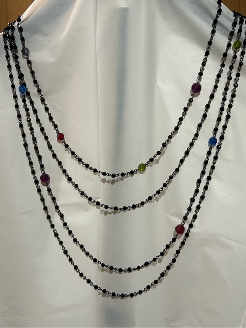 Lia Sophia Black Multi-Strand Beaded Necklace with Colorful Accent Beads